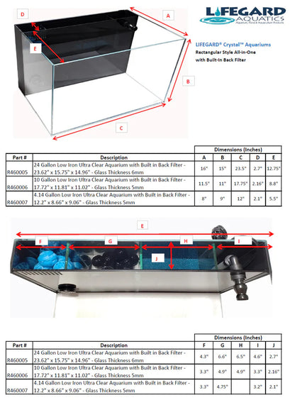 CRYSTAL 45 Degree Low Iron Ultra Clear Aquarium with Built in Back Filter 24 gallons