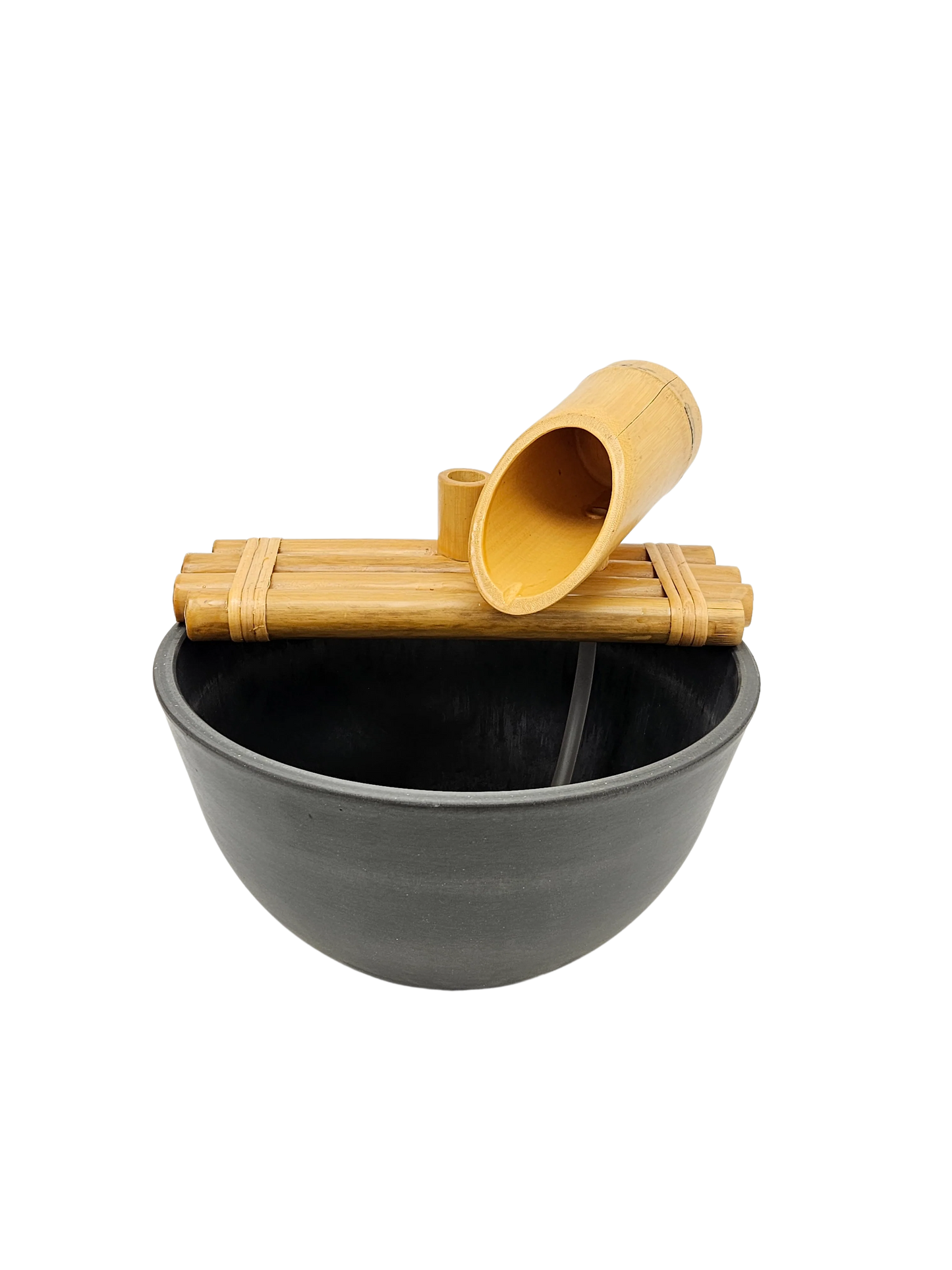 12" Bamboo Fountain with Plant Holder, Charcoal Grey