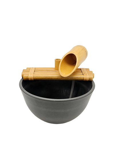 12" Bamboo Fountain with Plant Holder, Charcoal Grey