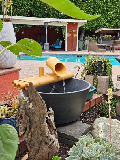 18" Bamboo Fountain with Plant Holder, Pot and Quiet One 100 Pump