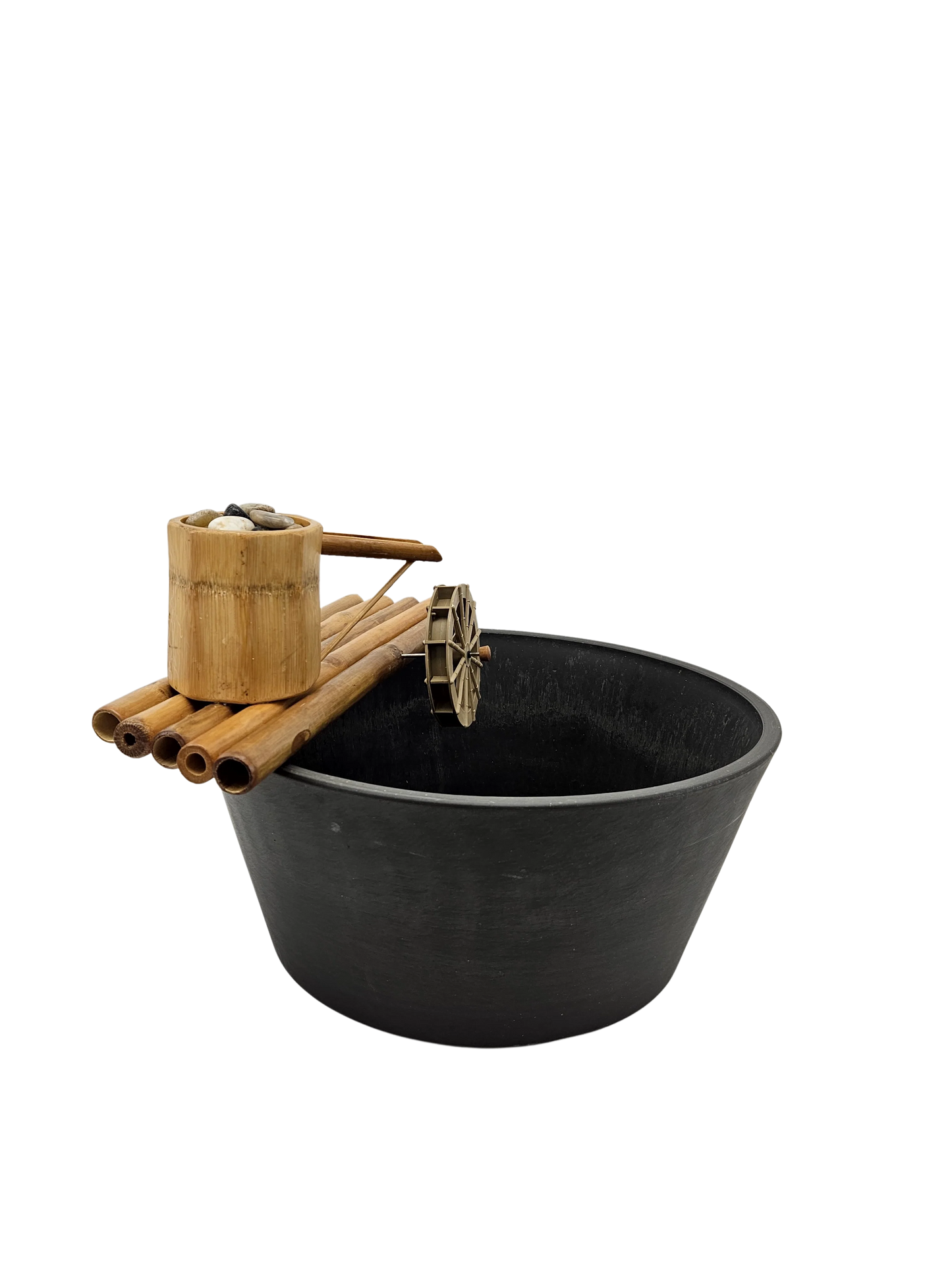 18" Bamboo Fountain with Plant Holder Rock Stream, Pot and Quiet One 100 Pump