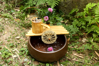 18" Bamboo Fountain with Plant Holder Rock Stream, Pot and Quiet One 100 Pump