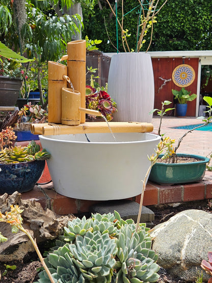 18" Bamboo 3-Tier Fountain with Pot and Quiet One 100 Pump