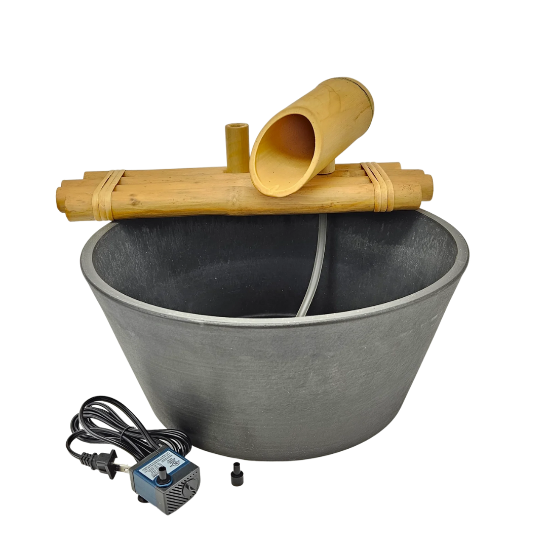 18" Bamboo Fountain with Plant Holder, Pot and Quiet One 100 Pump