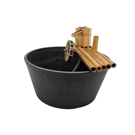 18" Bamboo Fountain with Plant Holder Rock Stream, Pot and Quiet One 100 Pump