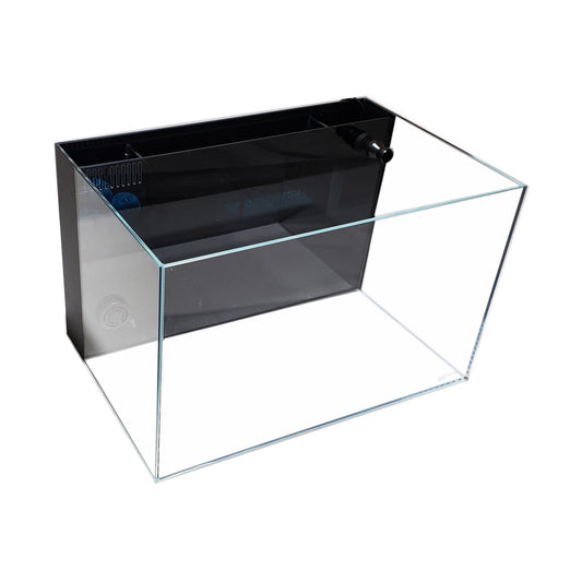 9.98 Gallon CRYSTAL Beveled Edge Low Iron Aquarium with Built in Back Filter 5mm - Kit Includes Full Spectrum LED Light, Heater, Algae Scrub Pad