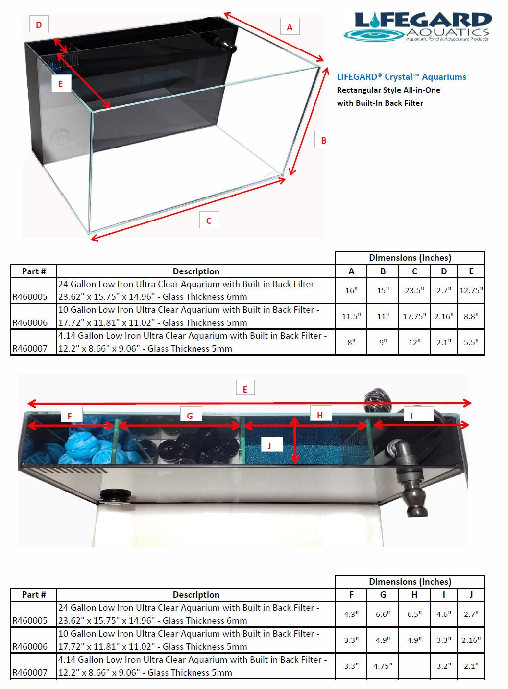 24 Gallon Ultra Low Iron CRYSTAL Aquarium Kit with Built in Back Filter